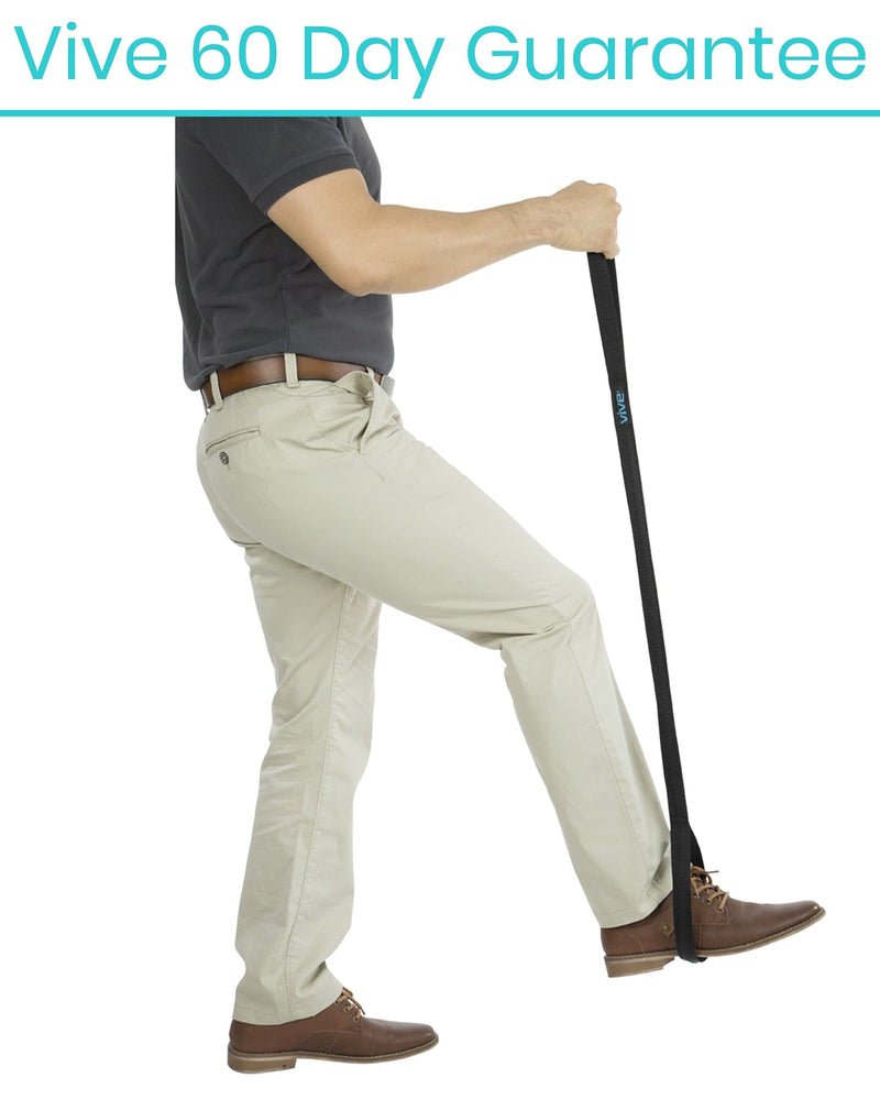 Vive Leg Lifter Strap (44 Inch) - Rigid Foot Loop, Hand Grip for Adult, Senior, Elderly, Handicap, Disability, Pediatrics - Long Band Mobility Aid for Car, Bed, Couch, Hip Replacement, Wheelchair