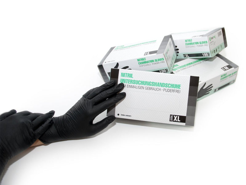 Nitrile gloves 100 pieces box (XL, black) disposable gloves, disposable gloves, examination gloves, nitrile gloves, powder-free, without latex, non-sterile, latex-free, disposable gloves, black