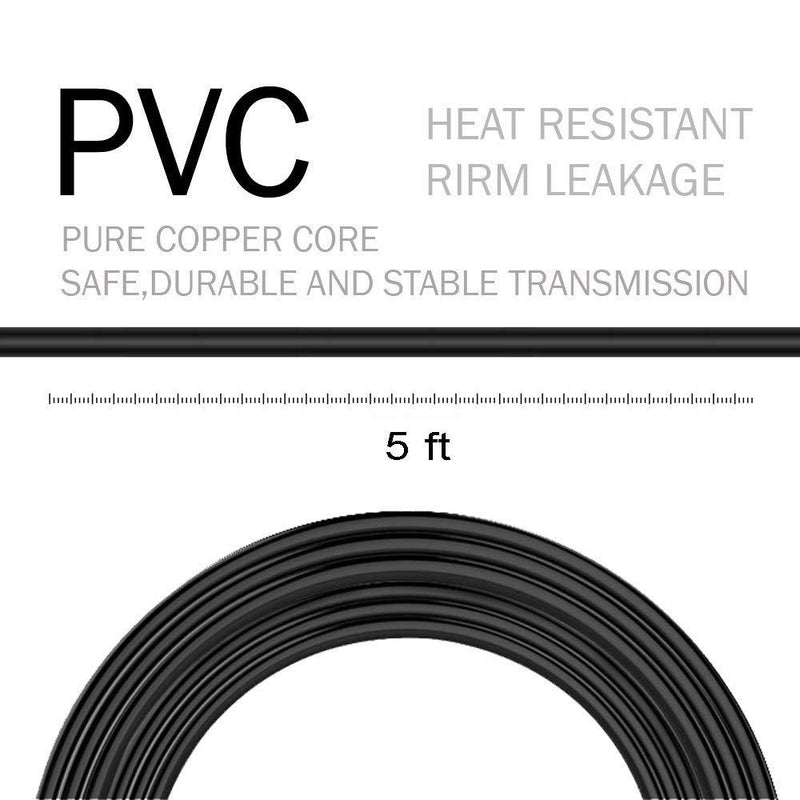 DTK 5 ft / 1.5M IEC 60320 IEC-320-C7 Power Cord for Toshiba JVC Vizio TCL Hisense TV, Sony PS3 PS4, Xbox One X/S,2 Solt C7 Replacement Cord Power Cord Black Color