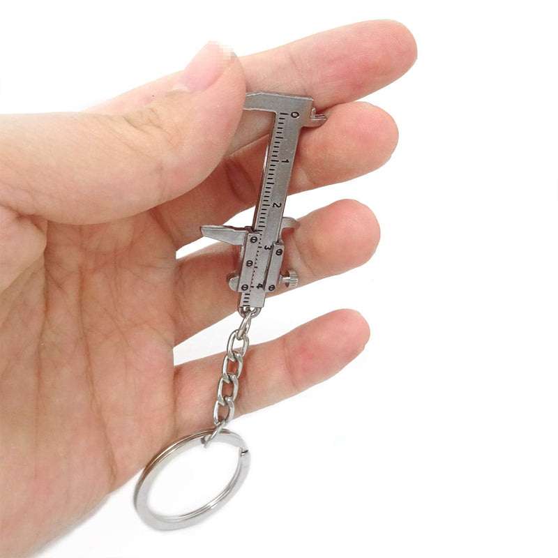 Honbay 2PCS Mini Metal Movable Vernier Caliper Ruler Key Chain Keyring for Men Women