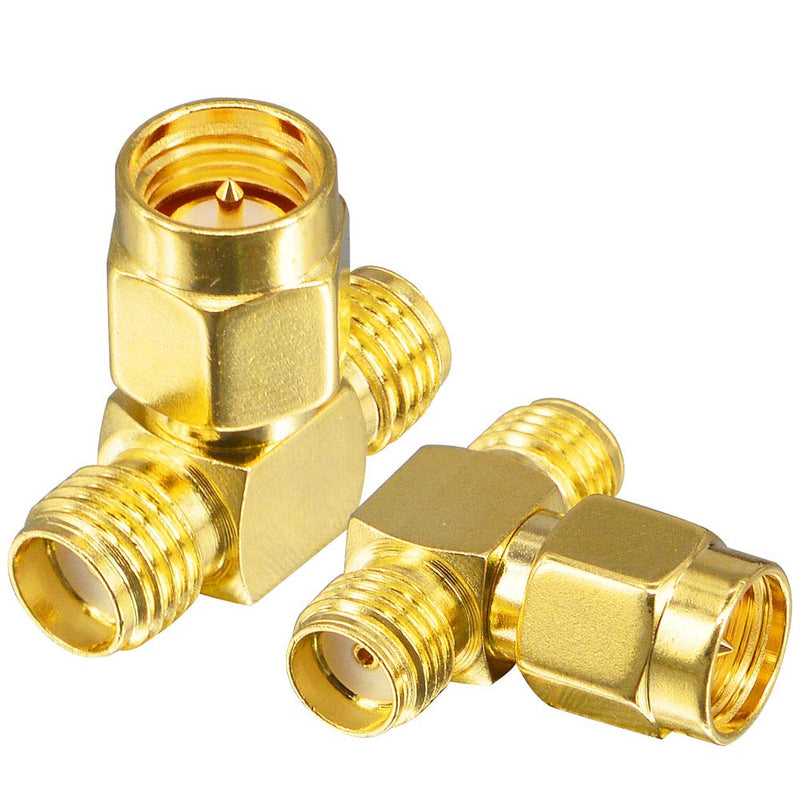onelinkmore SMA Male Antenna Adapter SMA Adapter Splitter 2-Way SMA Male to Dual SMA Female Connector Splitter Antenna Converter for LAN Devices Coaxial FPV Radio Baofeng Yaesu Camera Pack of 2