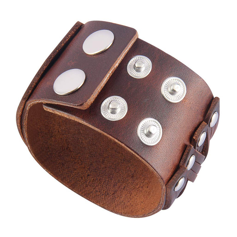 GelConnie Leather Cuff Bracelet Punk Faux Leather Bracelet Brown Mens Leather Bracelet Braided Wrap Bracelet Viking Bangle Handmade Woven Wristband for Women, Men Style LPB302-Brown
