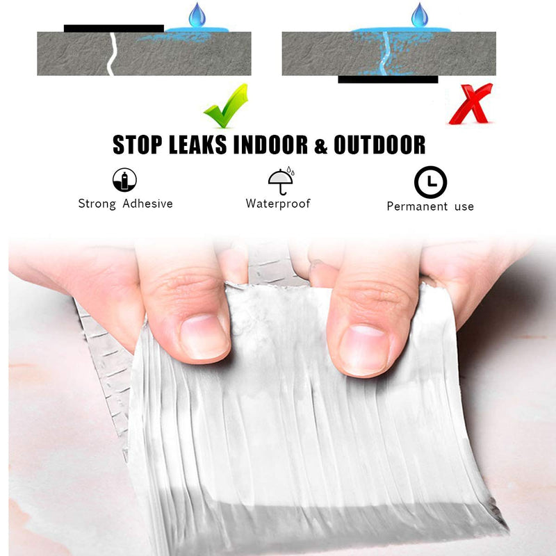 Butyl Waterproof Tape 2"W X 16.4'L, Outdoor Upgraded Waterproof Leak Proof Repair Tape, All Weather Patch Seal Strip UV Resistant VOC-Free for Pipe RV Awning Sail Roof Window Sealing HVAC Ducts 2 inch x 16.4 feet