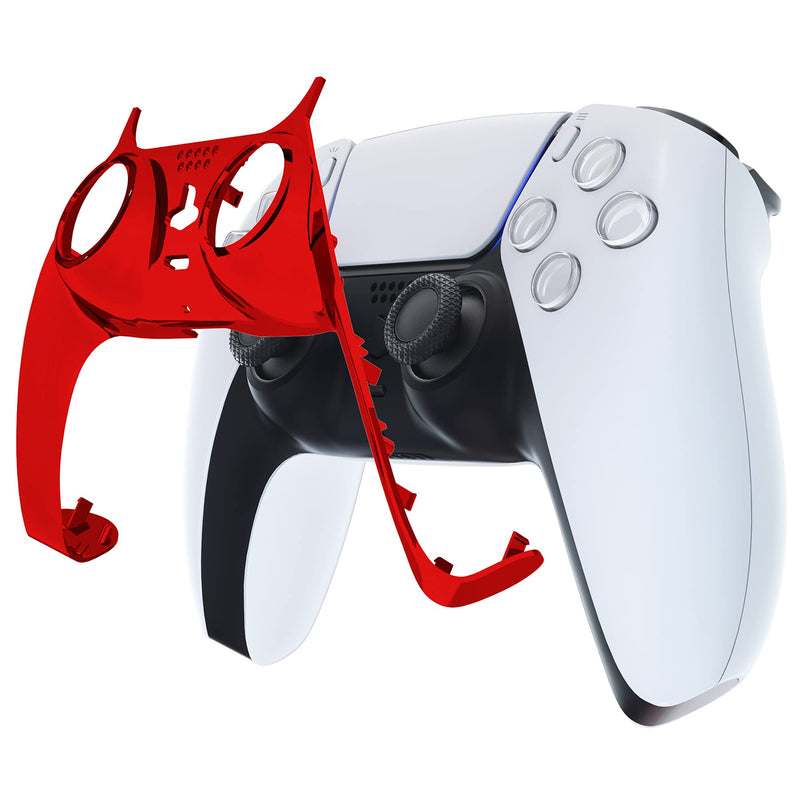 eXtremeRate Chrome Red Glossy Decorative Trim Shell for PS5 Controller, DIY Replacement Clip Shell, Custom Plates Cover for Playstation 5 Controller w/Accent Rings - Controller NOT Included