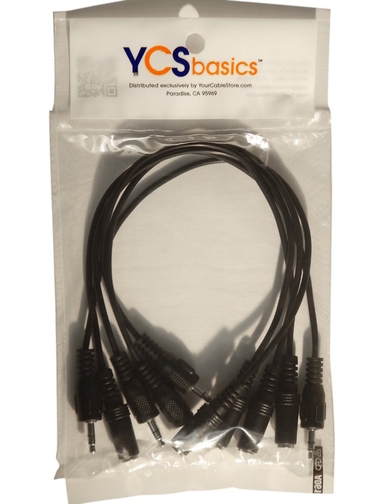 5 Pack of YCS Basics 1 Foot 3.5mm Headphone Extension Cables 001 Ft 5 Pack