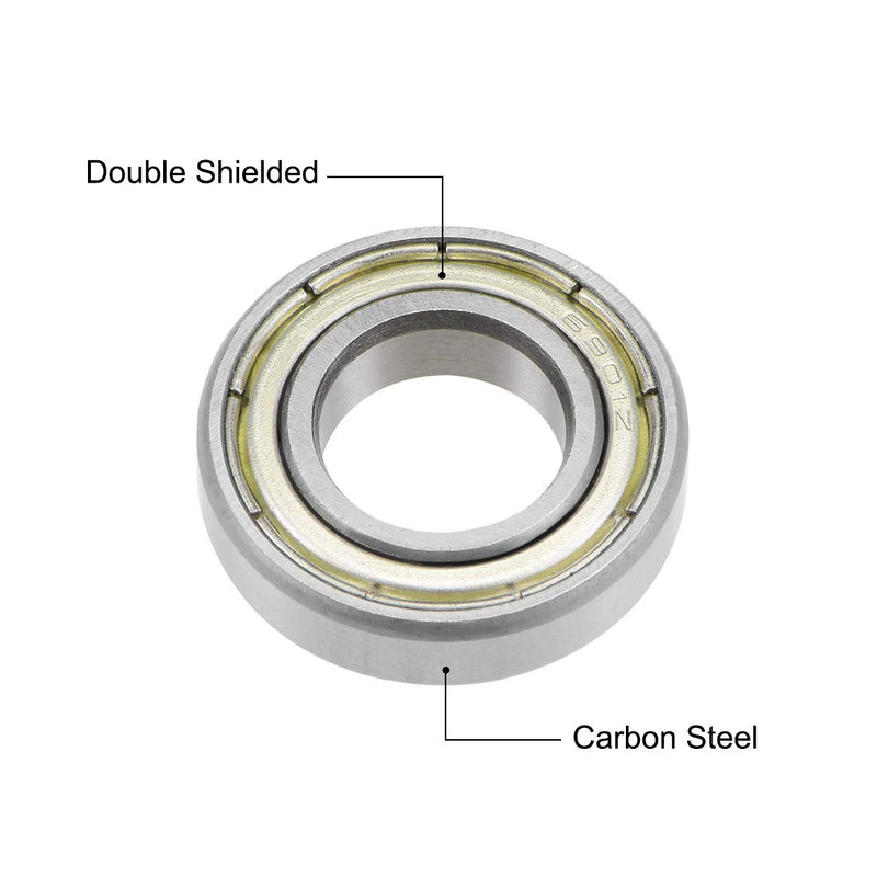 uxcell 6901ZZ Deep Groove Ball Bearings Z2 12mm X 24mm X 6mm Double Shielded Carbon Steel 4pcs 12mmx24mmx6mm