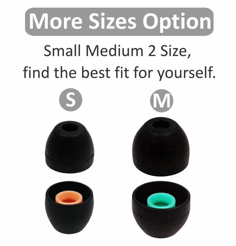 6 Pairs WF-1000XM4 Ear Tips Buds, Small Medium 2 Size Replacement Silicone Rubber Eartips Earbuds Wing Gel Skin Cover Compatible with Sony WF-1000XM4 WF-1000XM3 WF-C500 - S/M Black S+M
