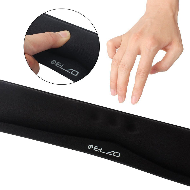 ELZO Wrist Rest Support for Keyboard & Mouse Pad Combo with Comfortable Memory Foam Padding, Nonsilp Rubber Base and Ergonomic Design for PC Computer Laptop Mac (2 Pack) 2 × for Keyboard and Mouse Black