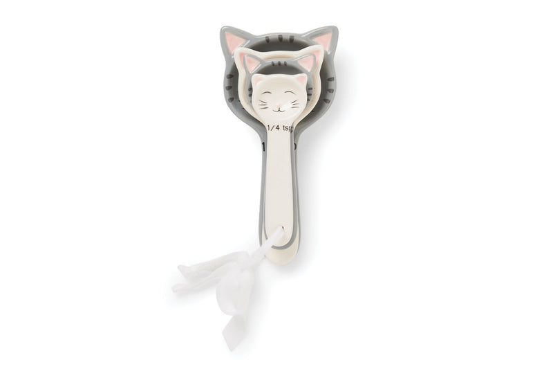 Fox Run Cute Cat Little Kittens Ceramic Measuring Spoon Set, 6 x 3 x 2.25 inches, Multicolored,11717