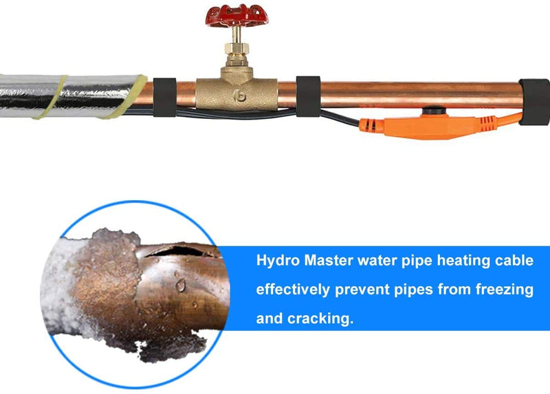 HYDRO MASTER Water Pipe Heating Cable, Antifreeze Cable with Thermostat, 6 Feet, 42 W 6-feet