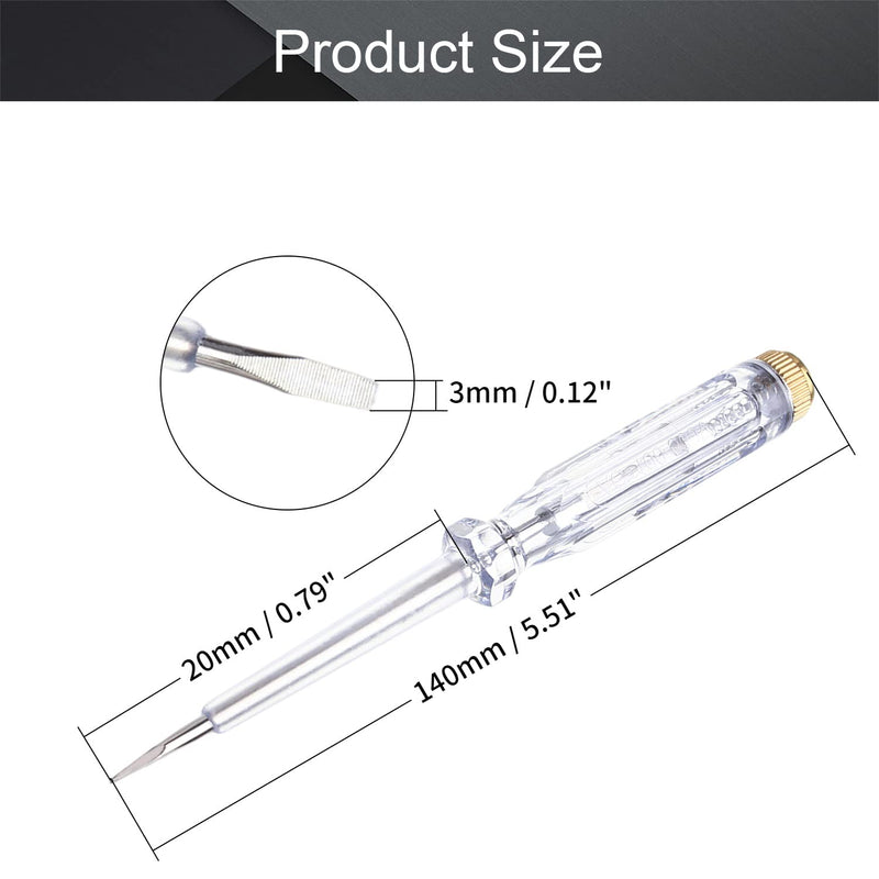 Fielect 5Pcs Tester Screwdriver, Voltage Tester Light Circuit Tester Electric Test Pen Screwdriver AC100-500V Clear