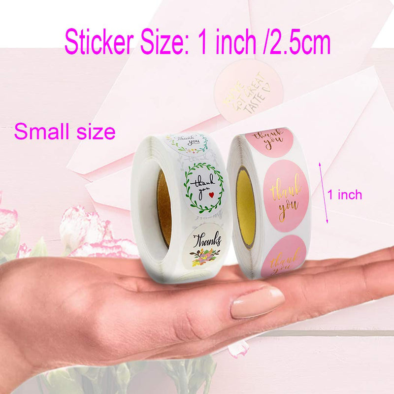 1000pcs Thank You Stickers 1'' (Small) Round Adhesive Flowers Labels Decorative Sealing Stickers for Christmas Gifts, Wedding, Party (A-18 Thank You)