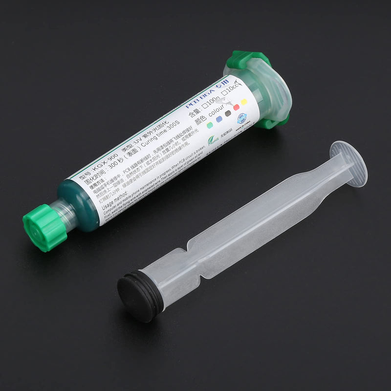 UV Curing Solder Stop Ink KGX-900 Green (10cc) with Print Needle, PCB Circuit Board Insulation Protective Varnish