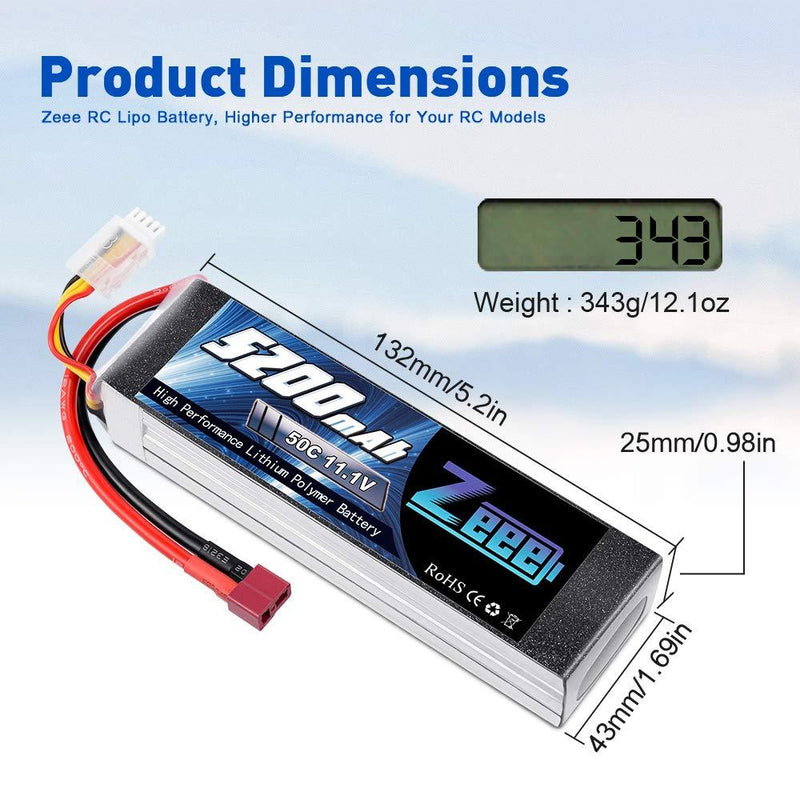 Zeee 5200mAh 50C 11.1V 3S RC Lipo Battery with Deans and XT60 Connector Soft Case Battery for RC Plane DJI Quadcopter RC Airplane RC Helicopter RC Car Truck Boat