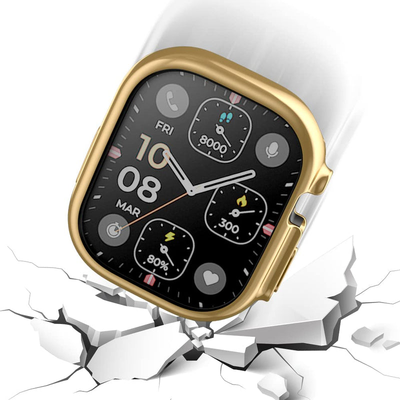 Compatible with Apple Watch Ultra 49mm Bumper Case Screen Protector Cover Soft TPU Shockproof for Apple Watch Ultra 49mm Case (Gold) gold