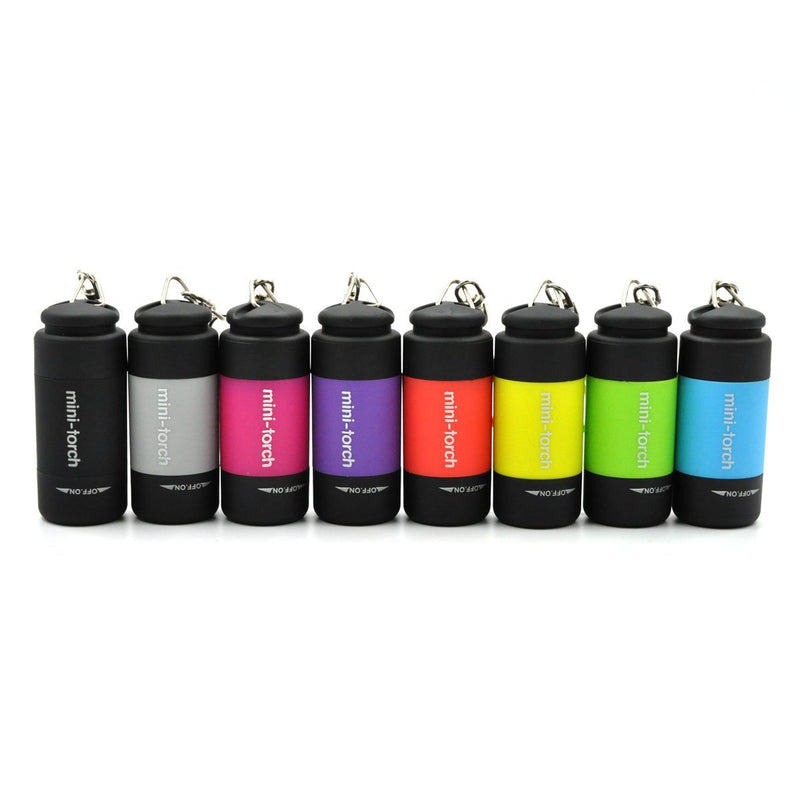 UCEC 8 Pack Mini USB Torch Rechargeable Colorful LED Flashlight High-Powered Keychain Lamp(Multicolor)