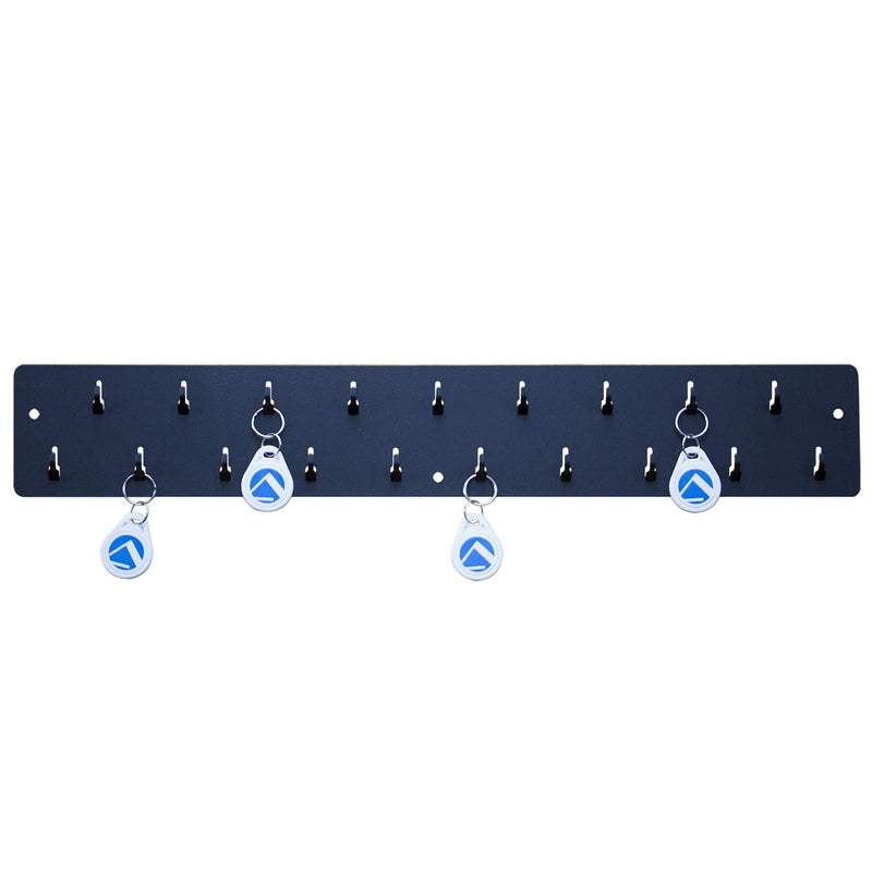 Industrial Key Rack, Powder Coated Steel, 19 Hooks, Keeps Keys, Time Clock Badges and Other Items Organized and Easily Accessible, Black