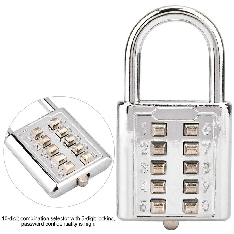 10 Digit Push Button Combination Padlock, Zinc Alloy Cabinet Locker Combo Lock & Blind Bouton Padlock,5 Digit Password Padlock for School Gym Locker, Sports Locker, Fence, Toolbox