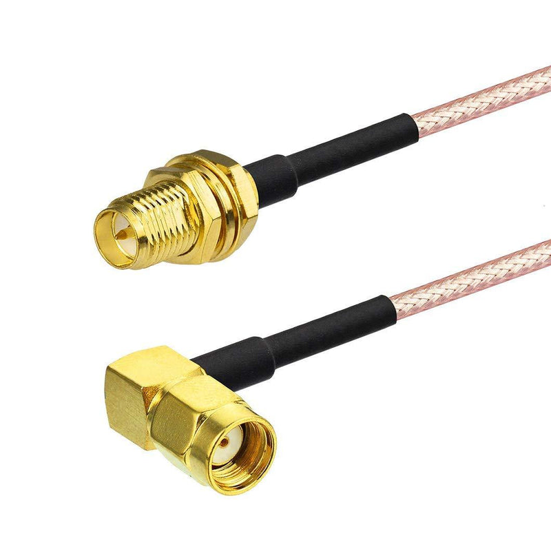 Bingfu WiFi Antenna Extension Cable (2-Pack) RP-SMA Male Right Angle to RP-SMA Female Bulkhead Mount RG316 Cale 30cm 12 inch for WiFi Router Security IP Camera Monitor Mini PCIE Card 12 inch / 30cm Right Angle