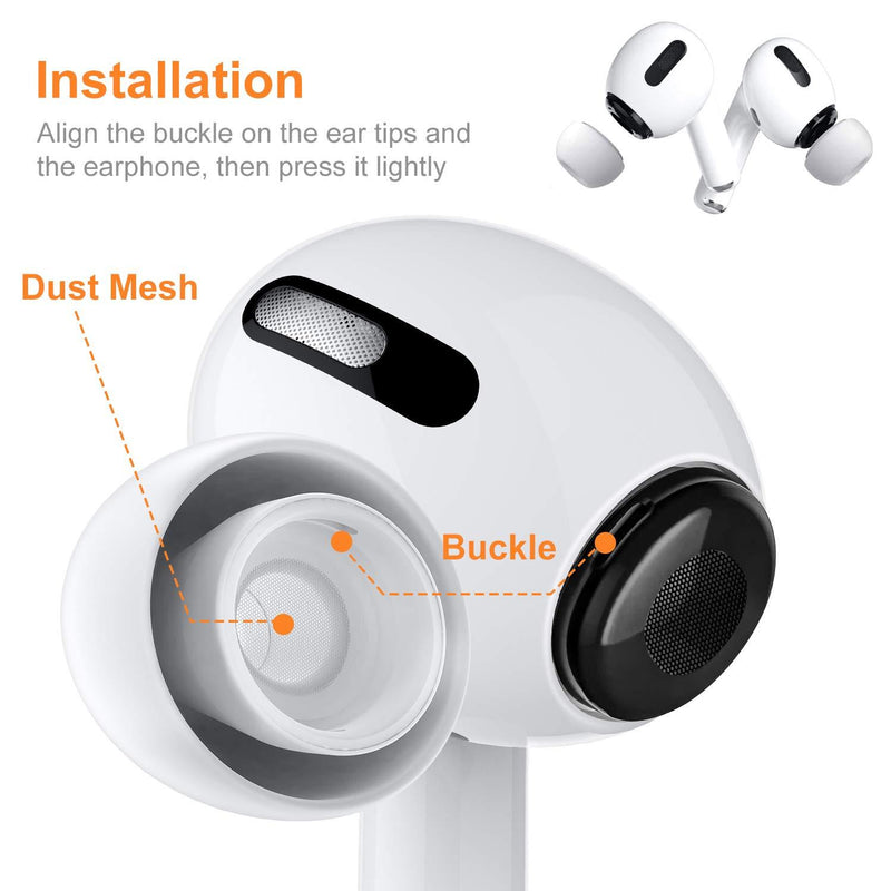 Link Dream 12 Pieces Replacement Ear Tips for AirPods Pro Silicon Ear Buds Tips with Portable Storage Box (White)