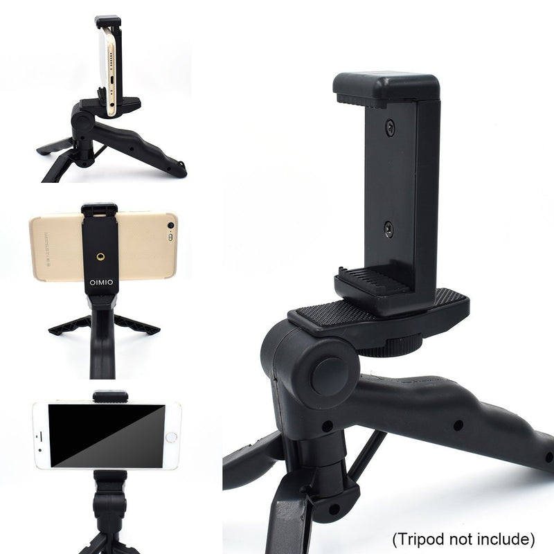 Universal Cell Phone Tripod Mount Adapter, OIMIO Phone Holder Clip Connector Head Used for Monopod Selfie Stick DSLR Travel Mini Flexible Tripod and More(2 Pack) 2pack black