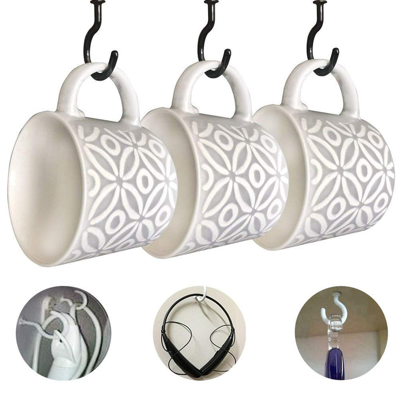 ECKJ Cup Hooks Mug Hooks 20PCS Ceiling Hooks Vinyl Coated Screw in Wall Hooks Plant Hooks Kitchen Hooks Great for Indoor Outdoor Use Color Black 1.77 Inches 1.25in 20pcs