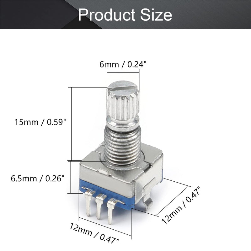 Fielect 360 Degree Rotary Encoder Code Switch Digital Potentiometer EC11 7 Pins 15mm Shaft 2Pcs