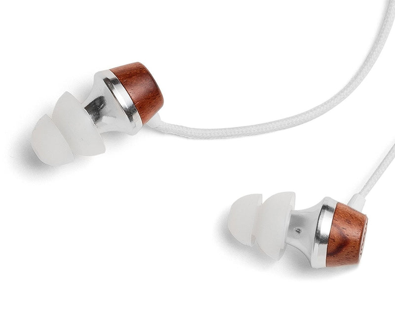 Symphonized ALN Premium Genuine Wood in-Ear Noise-isolating Headphones, Earbuds, Earphones with Mic (White) White