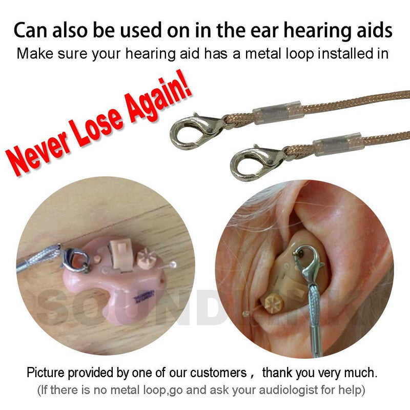 Hearing Aids Clip for Adults Seniors - Portable Hang Rope Anti-lost Rope Security Clip Fixation Cord Protection Rope for Hearing Amplifiers Grey