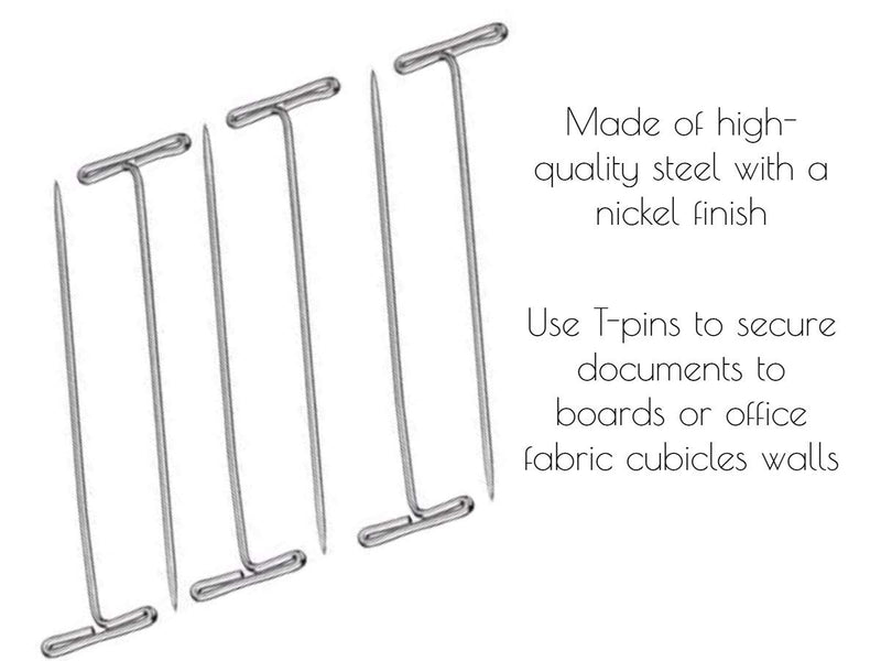 1InTheOffice T Pins 2 Inch, 9/16" Head Width, 2" L, 200 T-Pins