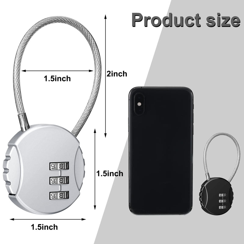 4 Pieces 3 Digit Combination Locks Combo Number Locks Luggage Lock Waterproof Travel Padlocks for School Gate Fence Cabinet Toolbox Suitcase Gym, Hasp Storage (Black, Silver )