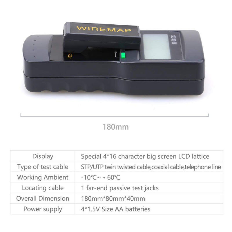 SC-8108 Digital Twisted Wire Meter Test Cat5 RJ45 STP UTP LAN Phone Coaxial Network Cable Tester Equipment