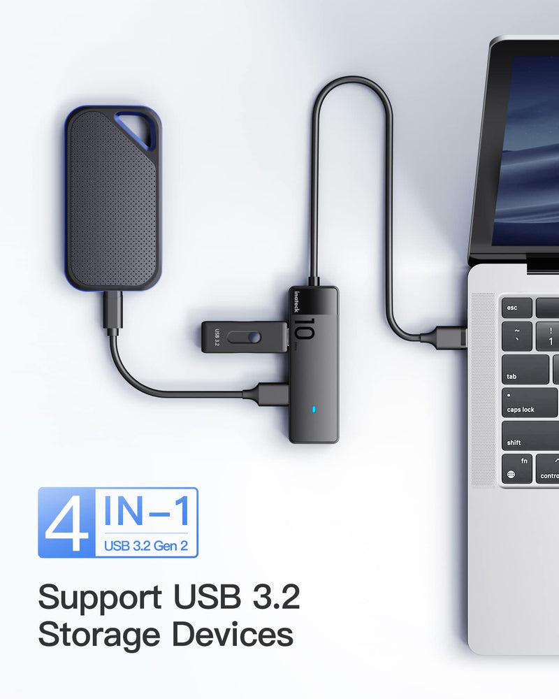 Inateck USB Hub with 4 USB A Ports, USB 3.2 Gen 2 Speed, 50cm Cable, HB2025A