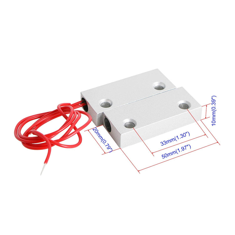 Aoje-Link MC-52 NO Wired Magnetic Switch Door Window Reed Switch Micro Alarm Magnetic Contact Security Silver Gray 2pcs