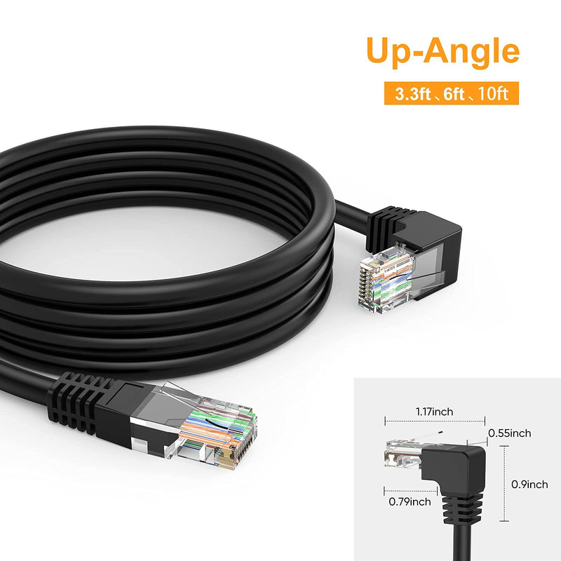 CableCreation CAT6 Ethernet Patch Cable RJ45 LAN Cable Gigabit Network Cord 90 Degree Upward Angled,Bandwidth up to 250MHz 1Gbps for PC, Router, Modem, Printer, Xbox, PS4, PS3-6 Feet,Black 6 Feet
