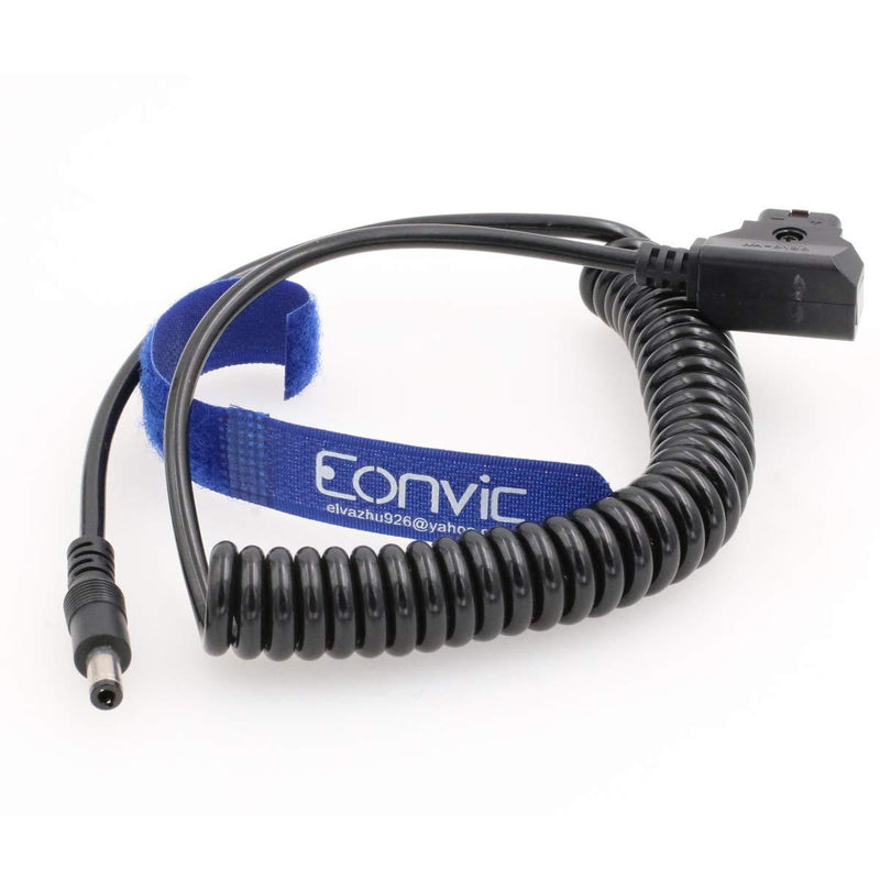 Eonvic D-Tap Male to DC 5.5x2.5mm Coiled Cable for DSLR Rig Power V-Mount Anton Battery (Straight DC) Straight DC