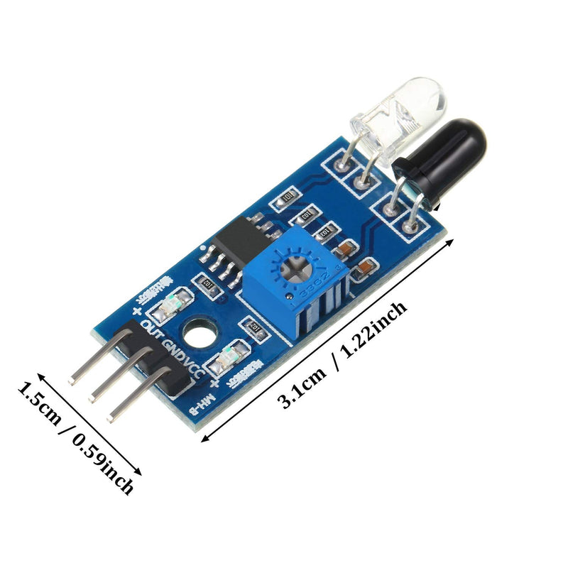 20 Pieces IR Infrared Obstacle Avoidance Sensor Module 3 Wire Reflective Photoelectric Sensor Module Compatible with Arduino Smart Car Robot Raspberry Pi 3