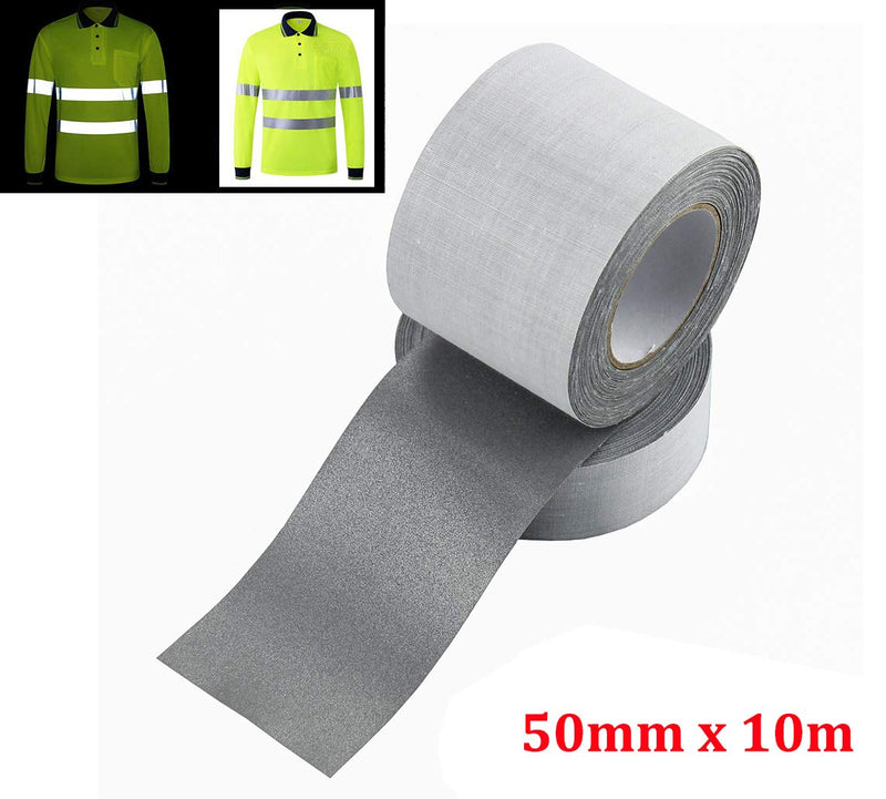 JINBING Safety Sew On Silver Reflective Fabric Tape DIY for Clothing 50mmx10m (2" x 33')