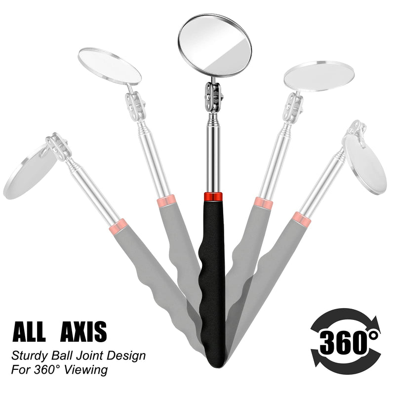 5 Pieces Telescoping Inspection Mirror Round Mirror Stainless Steel Inspection Tool with Long Handle for Check The Condition of The Vehicle, Observe The Eyelashes, Mouth Small Parts (Popular Style) Popular Style