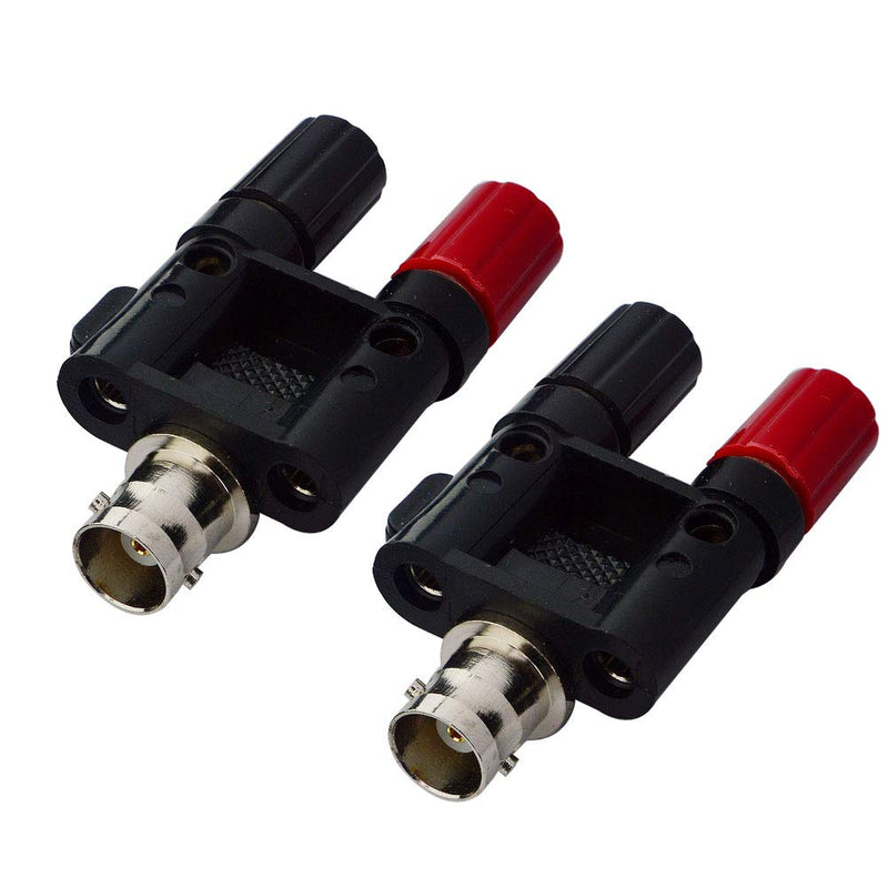 BNC Female to Dual Banana Female Socket Binding Post RF Coax Splitter Adapter Connector Pack of 2