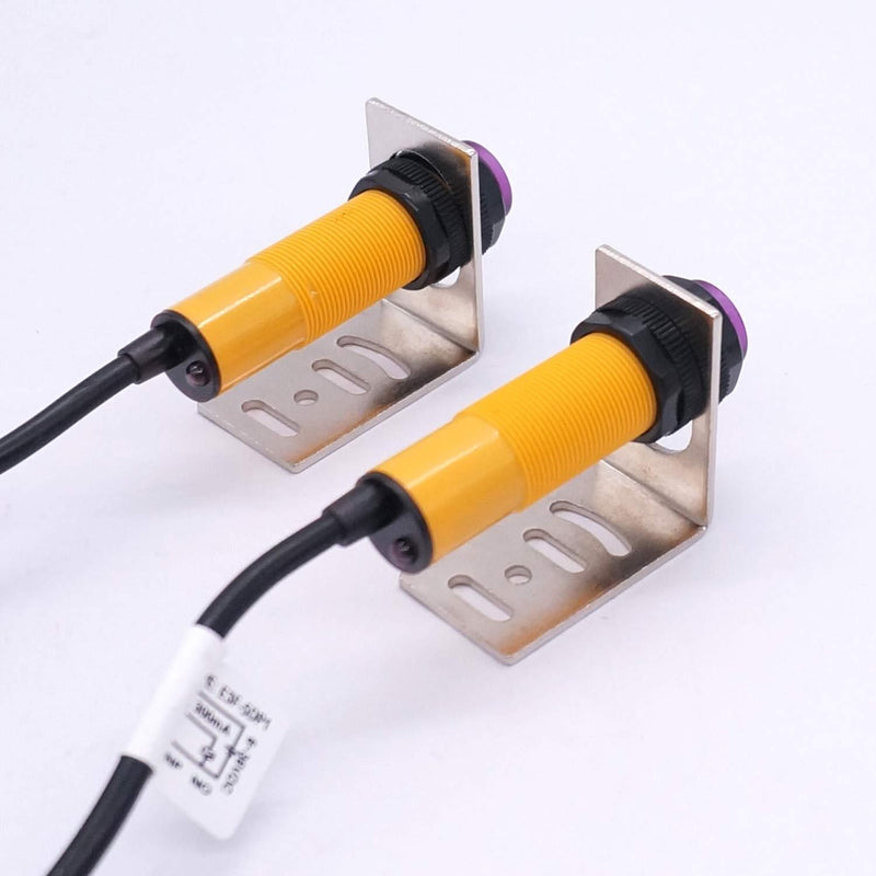 Taiss/ 1 Pair M18 Infrared Ray Through-Beam Reflection Optical Photoelectric Switch Sensor Three Lines PNP NO 6-36VDC Proximity Switch Inductive Distance 5M with mounting Bracket E3F-5DP1-2Z