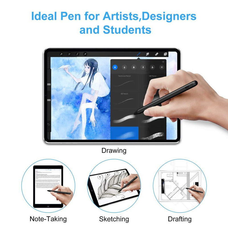 Stylus Pen for iPad with Palm Rejection, FOJOJO Active Pencil Compatible with (2018-2020) Apple iPad 8th/7th/6th Gen, iPad Air 4th/3rd Gen, iPad Pro 11 & 12.9 inch, iPad Mini 5th Gen Black