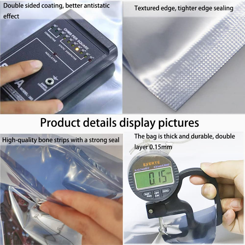 Mantianstar 100pcs Antistatic Bags 3.93x5.9in/10x15cm, Resealable ESD Bag, Suitable for CPU SSD Hard Disk and Various Electronic Devices 100pcs 3.93x5.9in/10x15cm