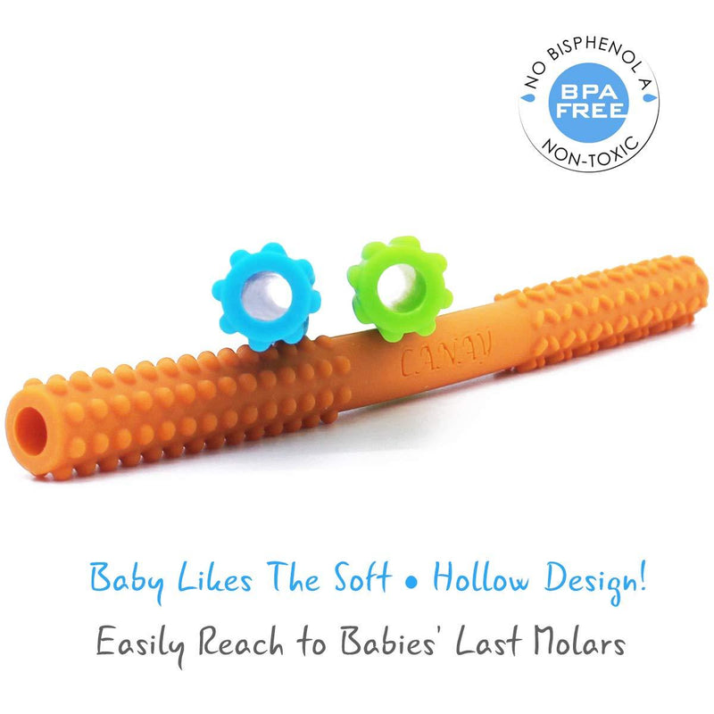 Original Hollow Teething Tubes (6.8'' Long) â€“ Soft Silicone Teething Toys for Babies 3-6 Months 6-12 Months - BPA Free / Dishwasher & Refrigirator Safe - Different Soft Textures for Infant Toddlers