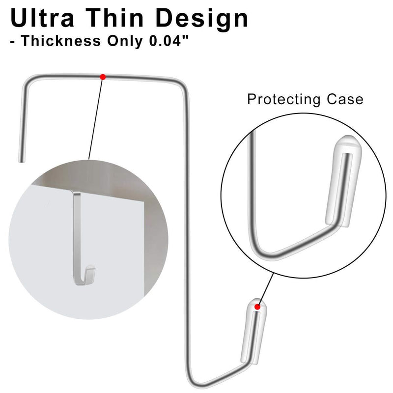 12Pack Over the Door Hook Door Hanger Hooks Sturdy Metal Door Hooks for Hanging Clothes Door Hangers for Bathroom Towel Hanging, Bedroom, Coat, Purses, Hold Up to 15 Lbs 12 Pack Silver
