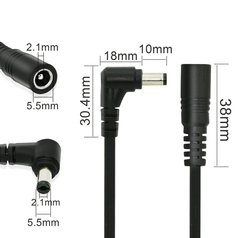 GINTOOYUN DC Splitter Cable 1 Female to 2 Right Angle Male, 12V DC 5.5mm x 2.1mm Y Splitter Adppter Female to 90 Degree Male Extension Cable 0.7m (1 to 2 Right Angle Way)
