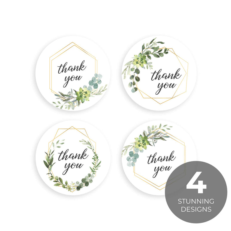 Greenery Frames Thank You Stickers / 4 Alternating Designs / 500 1.5" Boho Thank You Stickers