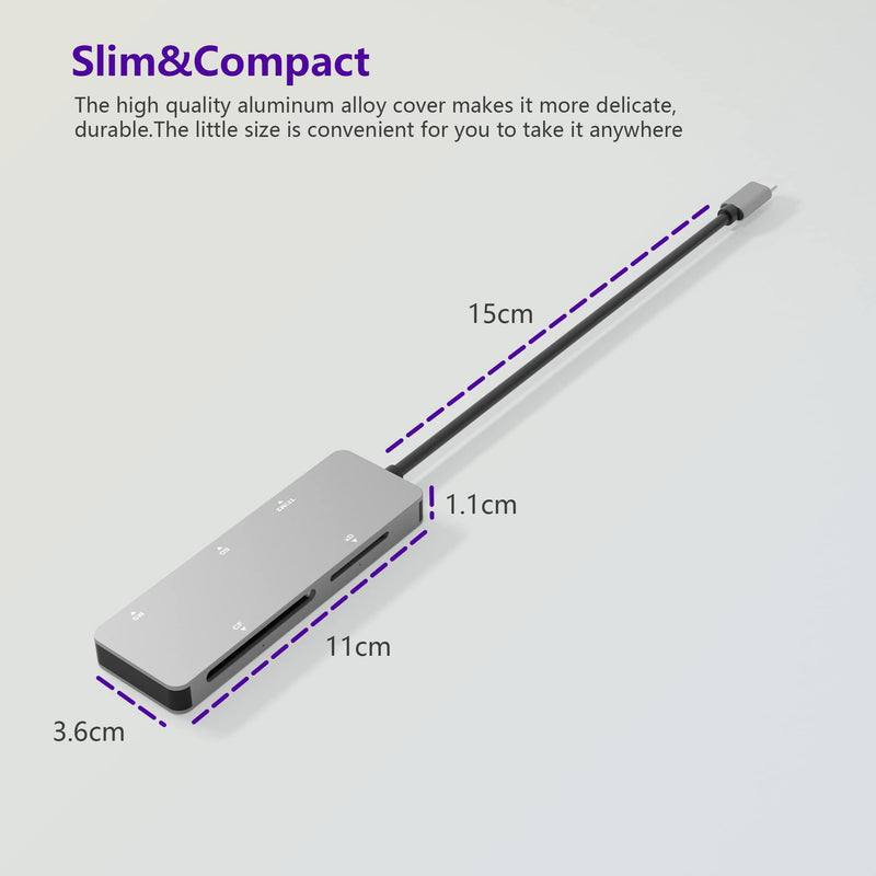USB C XD Picture Card Reader, Type C (5Gps) High Speed TF/SD/MS/M2/XD/CF 6 in 1 Camera Card Reader, USB C XD Memory Card Reader Supports Olympus and Fujifilm XD Picture Card 1GB 2GB USB C XD Card Reader