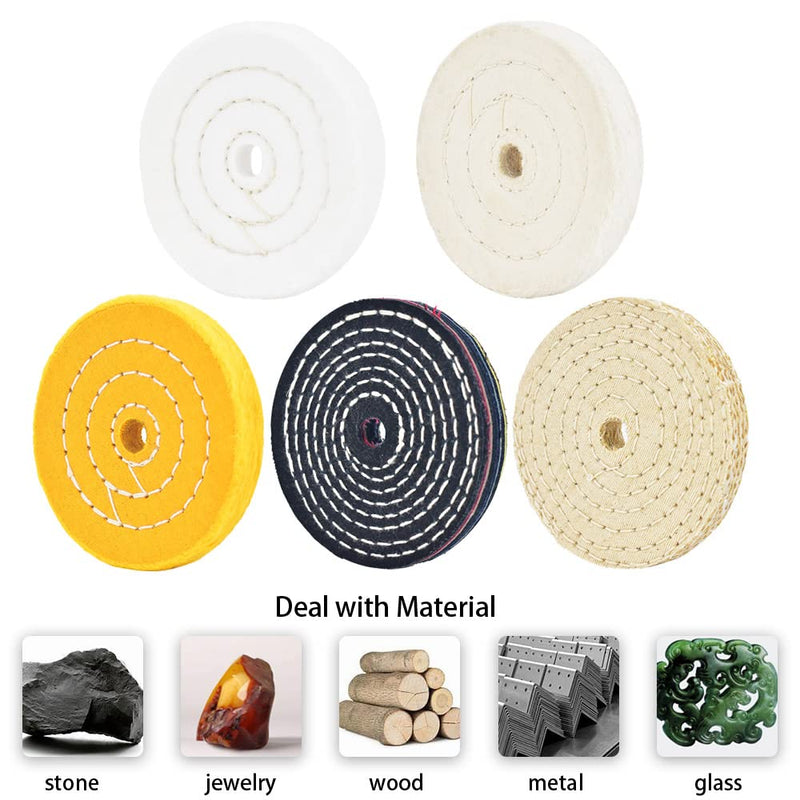 QZATACAEN 4" polishing discs with 1/2" mandrel hole with 2 sets of 1/4" shank for drilling - pack of 5...