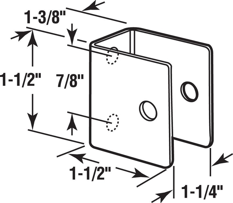 Sentry Supply 656-8205"U Bracket, for 1-1/4 in. Panels, Stainless Steel Construction (Stamped), Satin Finish, Installation Fasteners, Pack of 1